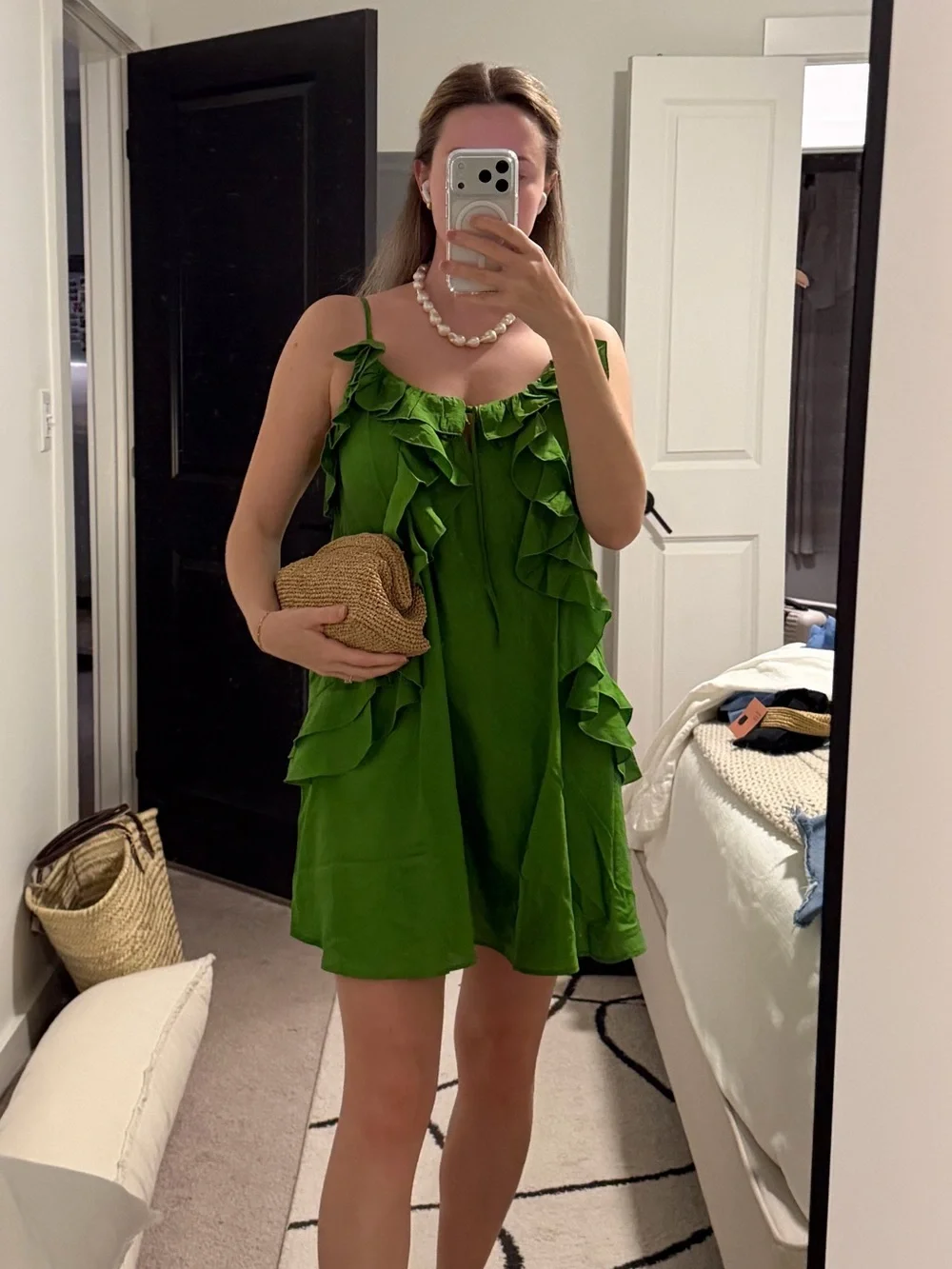 H&M Green Ruffled Mini Dress - Picture 4 of 5